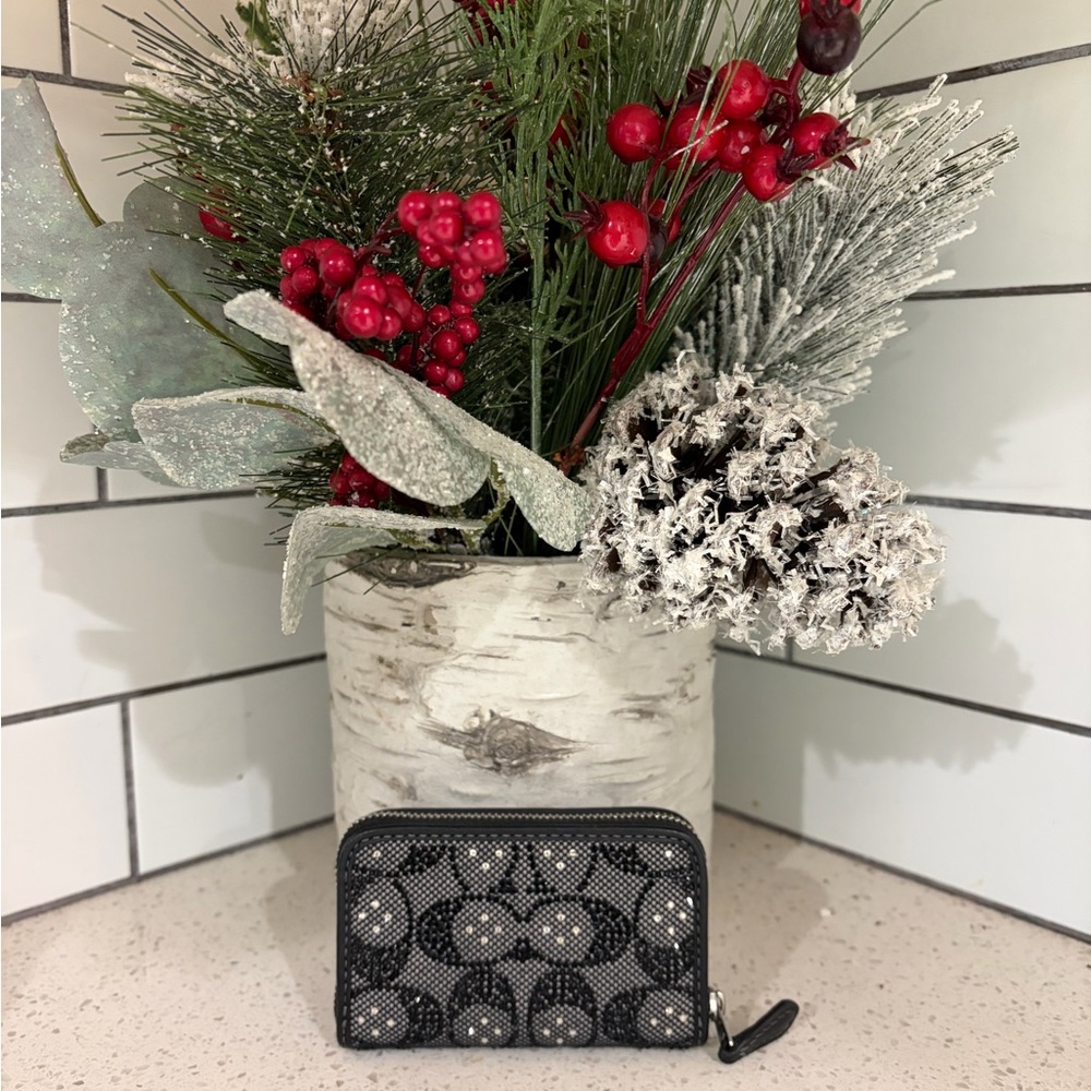 COACH Essential Small Zip Around Card Case In Crystal Signature Jacquard